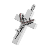 Maxbell Double Cross with Crystal Stainless Steel Cremation Family Keepsake Wife