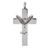 Maxbell Double Cross with Crystal Stainless Steel Cremation Family Keepsake Wife