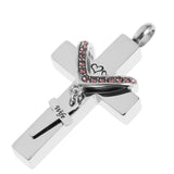 Maxbell Double Cross with Crystal Stainless Steel Cremation Family Keepsake Wife