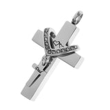 Maxbell Cross Crystal Stainless Steel Urn Cremation Family Keepsake Pendant Dad