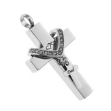 Maxbell Cross Crystal Stainless Steel Urn Cremation Family Keepsake Pendant Dad
