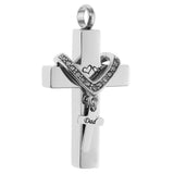 Maxbell Cross Crystal Stainless Steel Urn Cremation Family Keepsake Pendant Dad