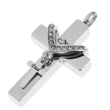 Maxbell Cross Crystal Stainless Steel Urn Cremation Family Keepsake Pendant Dad