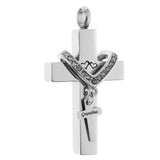 Maxbell Cross Crystal Stainless Steel Urn Cremation Family Keepsake Pendant Grandma