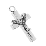 Maxbell Cross Crystal Stainless Steel Urn Cremation Family Keepsake Pendant Grandpa