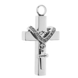 Maxbell Cross Crystal Stainless Steel Urn Cremation Family Keepsake Pendant Grandpa