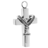 Maxbell Cross Crystal Stainless Steel Urn Cremation Family Keepsake Pendant Brother