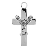 Maxbell Cross Crystal Stainless Steel Urn Cremation Family Keepsake Pendant Sister