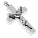 Maxbell Cross Crystal Stainless Steel Urn Cremation Family Keepsake Pendant Daughter