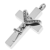 Maxbell Cross Crystal Stainless Steel Urn Cremation Family Keepsake Pendant Husband