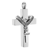 Maxbell Cross Crystal Stainless Steel Urn Cremation Family Keepsake Pendant Husband