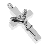Maxbell Cross Crystal Stainless Steel Urn Cremation Family Keepsake Pendant Husband