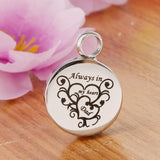 Maxbell Stainless Steel Round Memorial Keepsake Always in My Heart Pendant Dad