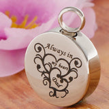 Maxbell Stainless Steel Round Memorial Keepsake Always in My Heart Pendant Dad