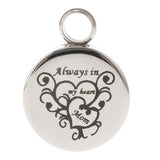 Maxbell Stainless Steel Round Memorial Keepsake Always in My Heart Pendant Mom