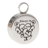 Maxbell Stainless Steel Round Memorial Keepsake Always in My Heart Pendant Mom