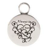 Maxbell Stainless Steel Round Memorial Keepsake Always in My Heart Pendant Daughter
