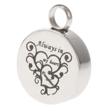 Maxbell Stainless Steel Round Memorial Keepsake Always in My Heart Pendant Daughter