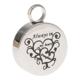 Maxbell Stainless Steel Round Memorial Keepsake Always in My Heart Pendant Daughter