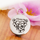 Maxbell Stainless Steel Round Memorial Keepsake Always in My Heart Pendant Daughter