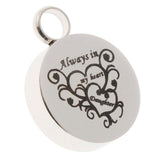 Maxbell Stainless Steel Round Memorial Keepsake Always in My Heart Pendant Daughter