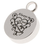 Maxbell Stainless Steel Round Memorial Keepsake Always in My Heart Pendant Daughter
