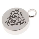 Maxbell Stainless Steel Round Memorial Keepsake Always in My Heart Pendant Wife