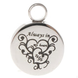 Maxbell Stainless Steel Round Memorial Keepsake Always in My Heart Pendant Wife