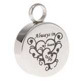 Maxbell Stainless Steel Round Memorial Keepsake Always in My Heart Pendant Wife