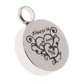 Maxbell Stainless Steel Round Memorial Keepsake Always in My Heart Pendant Wife