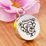 Maxbell Stainless Steel Round Memorial Keepsake Always in My Heart Pendant Wife