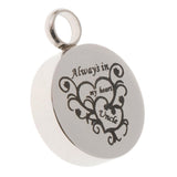 Maxbell Stainless Steel Round Memorial Keepsake Always in My Heart Pendant Uncle
