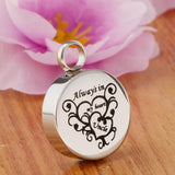 Maxbell Stainless Steel Round Memorial Keepsake Always in My Heart Pendant Uncle