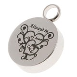 Maxbell Stainless Steel Round Memorial Keepsake Always in My Heart Pendant Uncle