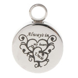 Maxbell Stainless Steel Round Memorial Keepsake Always in My Heart Pendant Uncle