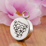 Maxbell Stainless Steel Round Memorial Keepsake Always in My Heart Pendant Uncle