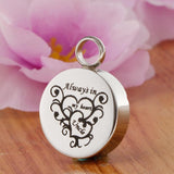 Maxbell Stainless Steel Round Memorial Keepsake Always in My Heart Pendant Uncle