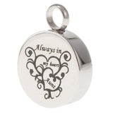 Maxbell Stainless Steel Round Memorial Keepsake Always in My Heart Pendant Aunt