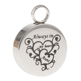 Maxbell Stainless Steel Round Memorial Keepsake Always in My Heart Pendant Aunt