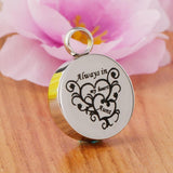 Maxbell Stainless Steel Round Memorial Keepsake Always in My Heart Pendant Aunt