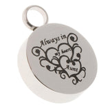 Maxbell Stainless Steel Round Memorial Keepsake Always in My Heart Pendant Aunt