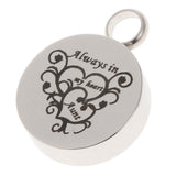 Maxbell Stainless Steel Round Memorial Keepsake Always in My Heart Pendant Aunt