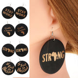 Maxbell Vintage Black Wood Ethnic Lettering Tribal Dangle Earring Gods Chosen