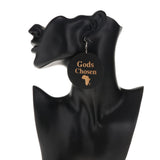 Maxbell Vintage Black Wood Ethnic Lettering Tribal Dangle Earring Gods Chosen