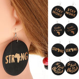 Maxbell Vintage Black Wood Ethnic Lettering Tribal Dangle Earring Gods Chosen