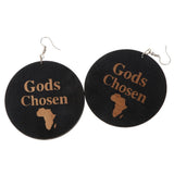 Maxbell Vintage Black Wood Ethnic Lettering Tribal Dangle Earring Gods Chosen