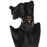 Maxbell Vintage Black Wood Ethnic Lettering Tribal Dangle Earring Gods Chosen
