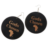 Maxbell Vintage Black Wood Ethnic Lettering Tribal Dangle Earring Gods Chosen