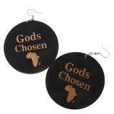 Maxbell Vintage Black Wood Ethnic Lettering Tribal Dangle Earring Gods Chosen