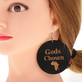 Maxbell Vintage Black Wood Ethnic Lettering Tribal Dangle Earring Gods Chosen
